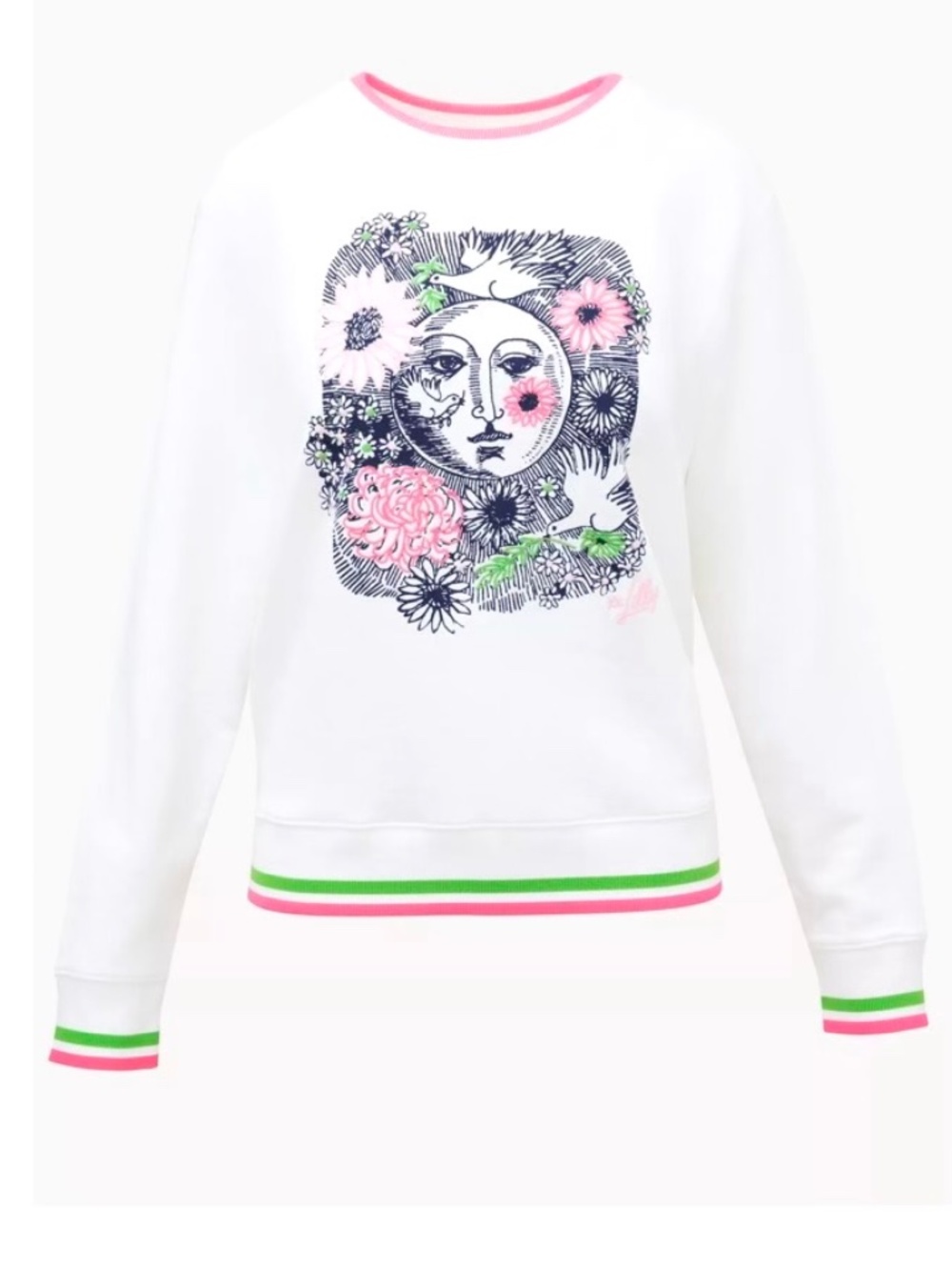 Lilly Pulitzer Ballad Cotton Sweatshirt Multi Follow The Sun Embellishment XXL